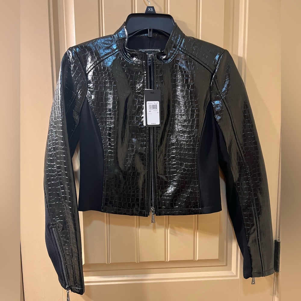 Guess Faux Black Leather Jacket XS NWT